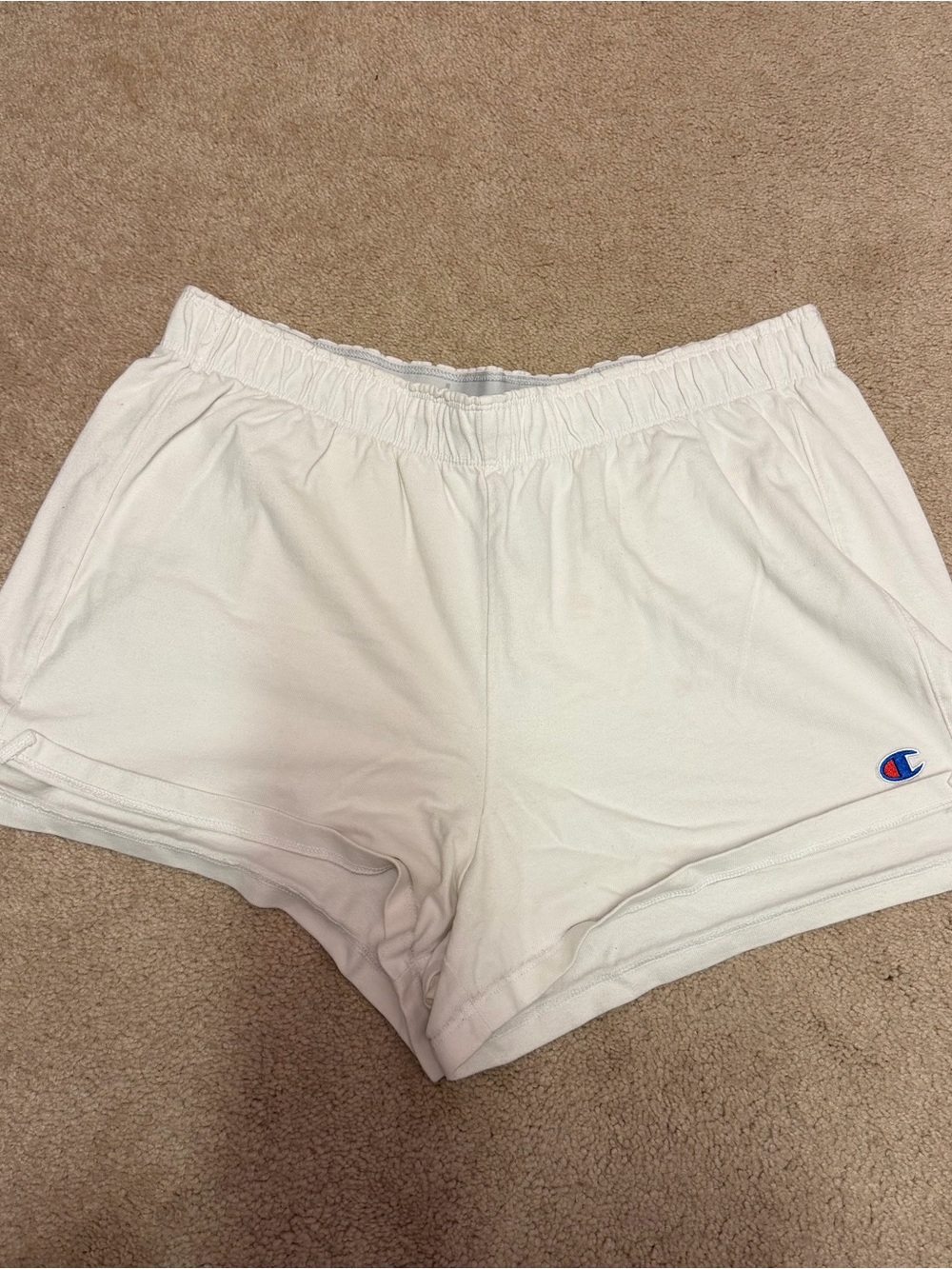 Champion White Women's Athletic Shorts with Small Logo